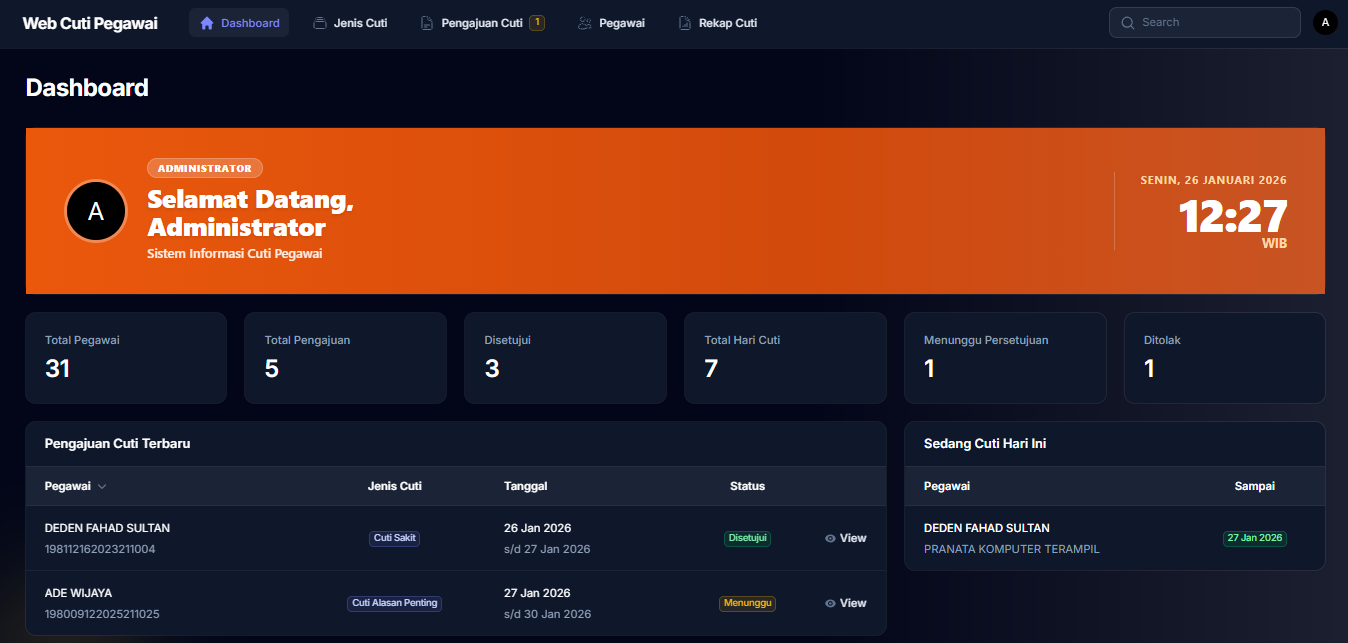 Web App Management Cuti 
